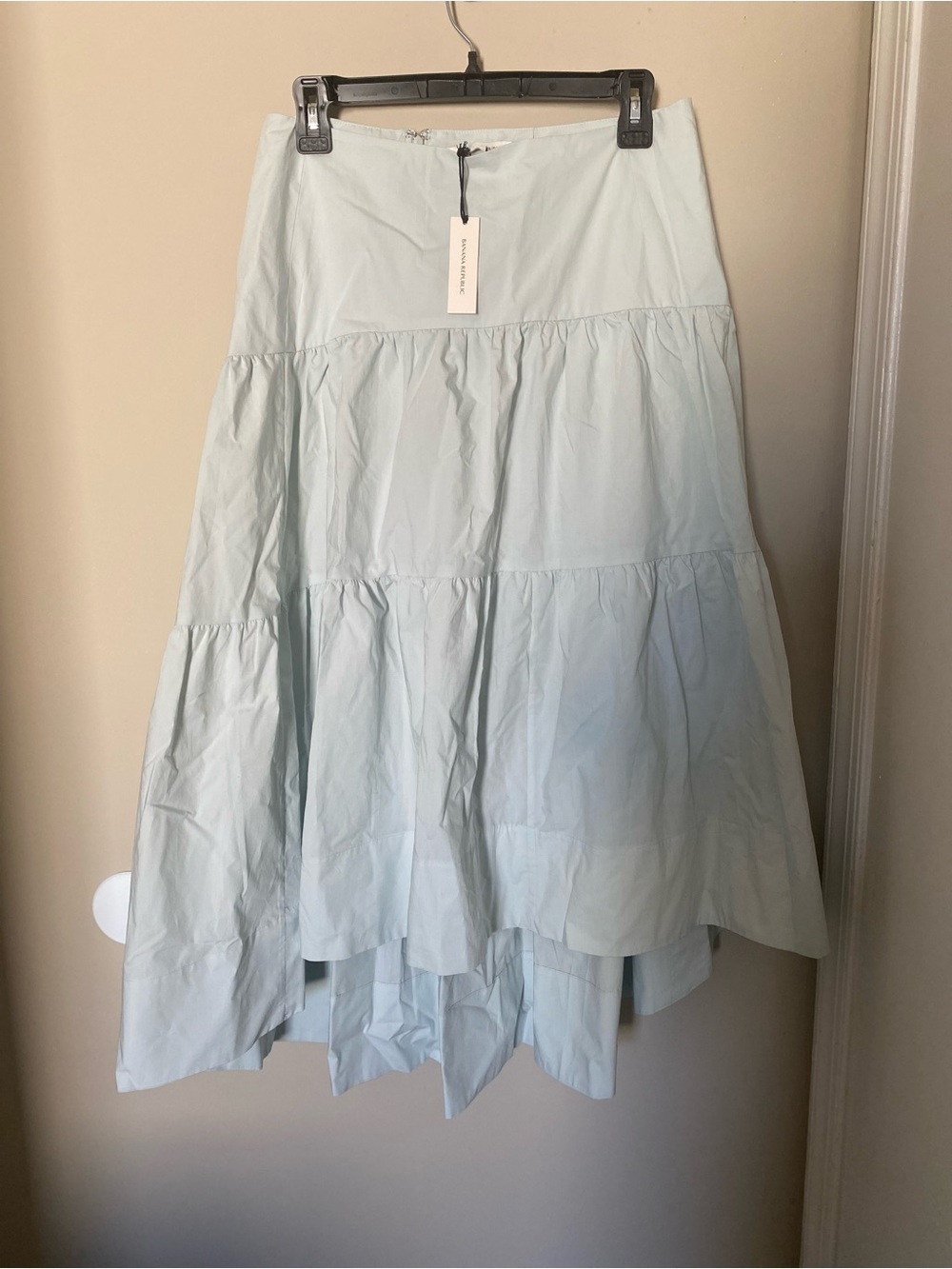 NWT Banana Republic Cotton Poplin Drop-Waist Tiered Skirt - Blue Reflection